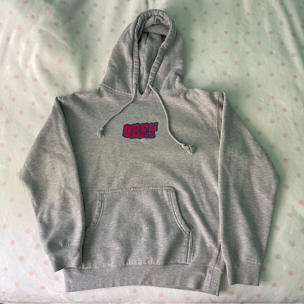 Obey Gray Oversized Long Sleeve Sweatshirt